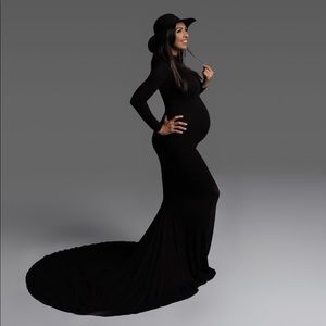 Black Turtleneck Maternity Photoshoot Dress